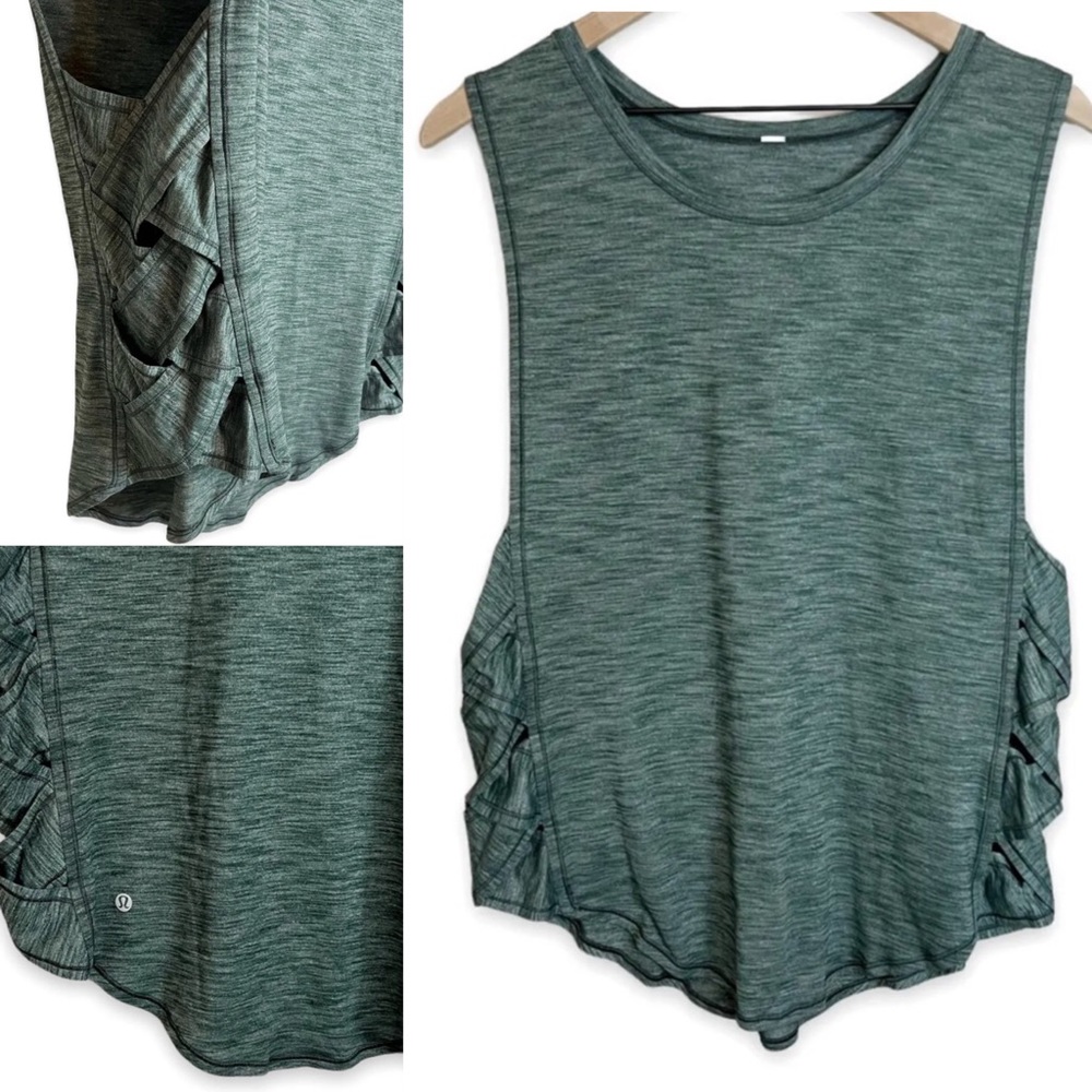 Lululemon Var-City Muscle Tank Heathered Forest Green Top